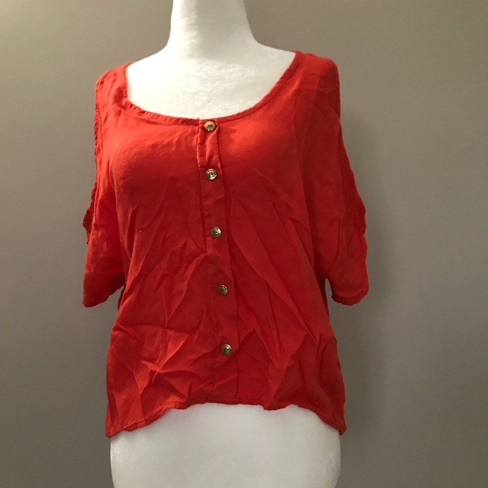 Orange cold shoulder crop top - Picture 3 of 3